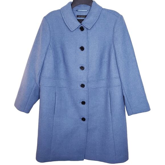 Talbots Size 16WP Italian Woven Wool Blend Dress Coat Luxury Line Blue Tweed NWT - Picture 1 of 13